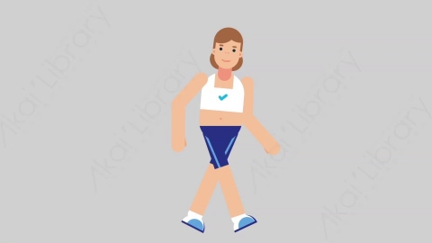 AE模板-WOMAN FITNESS 77 Walking Cycle女性健身教练体育运动员一直步行扁平人物职业角色