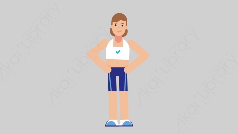 AE模板-WOMAN FITNESS 82 Yes女性健身教练体育运动员点头同意扁平人物职业角色