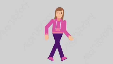 AE模板-WOMAN GAMER 77 Walking Cycle女性游戏玩家电竞选手一直步行扁平人物职业角色