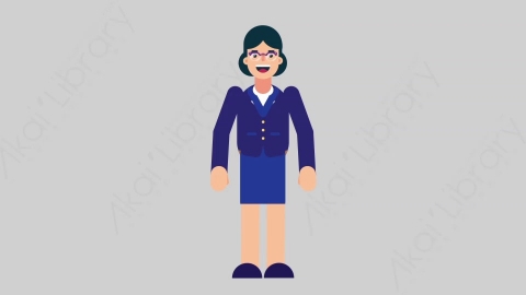 AE模板-WOMAN BANKER 01 Basic女性商业银行家基本动作扁平人物商务角色