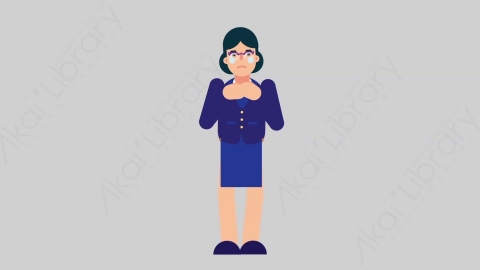 AE模板-WOMAN BANKER 08 Crying女性商业银行家悲伤哭泣扁平人物商务角色