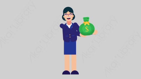 AE模板-WOMAN BANKER 19 Giving女性商业银行家给予赠送扁平人物商务角色