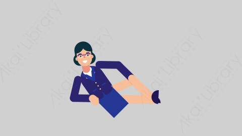 AE模板-WOMAN BANKER 45 Relax女性商业银行家放松扁平人物商务角色