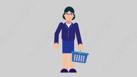 AE模板-WOMAN BANKER 54 Shopping女性商业银行家购物扁平人物商务角色