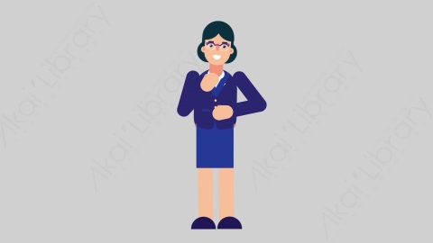AE模板-WOMAN BANKER 72 Tie女性商业银行家整理领带扁平人物商务角色