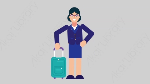 AE模板-WOMAN BANKER 74 Traveling女性商业银行家旅游旅行扁平人物商务角色