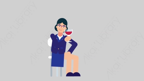 AE模板-WOMAN BANKER 80 Wine Toast女性商业银行家喝红酒扁平人物商务角色