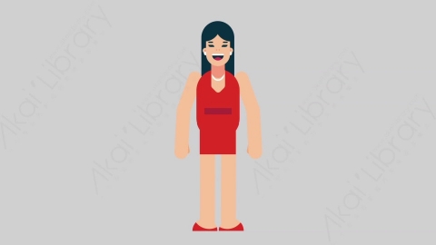 AE模板-WOMAN DINNER DRESS 01 Basic商业女性晚礼服晚宴宴会基本动作扁平人物商务角色