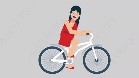 AE模板-WOMAN DINNER DRESS 04 Bicycle商业女性晚礼服晚宴宴会骑自行车扁平人物商务角色