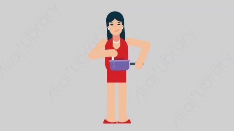 AE模板-WOMAN DINNER DRESS 07 Cooking商业女性晚礼服晚宴宴会做饭烹饪扁平人物商务角色