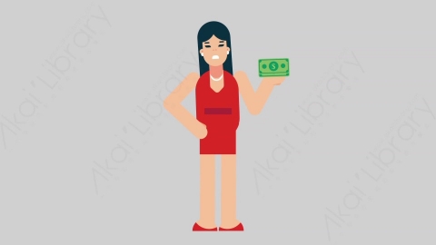 AE模板-WOMAN DINNER DRESS 17 Losing Money商业女性晚礼服晚宴宴会赔钱亏损扁平人物商务角色