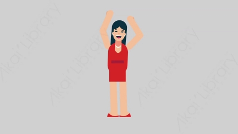 AE模板-WOMAN DINNER DRESS 26 Cheering商业女性晚礼服晚宴宴会欢呼喝彩扁平人物商务角色