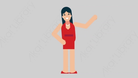AE模板-WOMAN DINNER DRESS 38 Pointing商业女性晚礼服晚宴宴会指向指点扁平人物商务角色