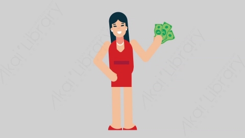 AE模板-WOMAN DINNER DRESS 41 Pulling Money商业女性晚礼服晚宴宴会拿钱扁平人物商务角色