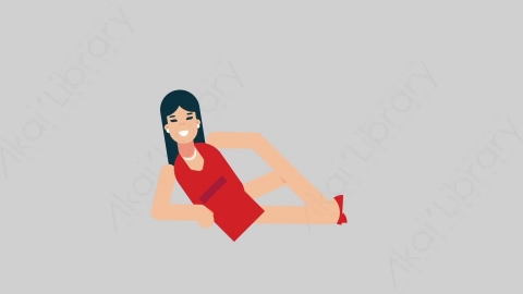 AE模板-WOMAN DINNER DRESS 45 Relax商业女性晚礼服晚宴宴会放松扁平人物商务角色