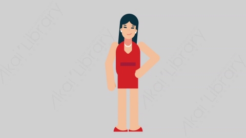 AE模板-WOMAN DINNER DRESS 60 Standing商业女性晚礼服晚宴宴会站立扁平人物商务角色