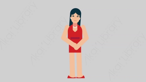 AE模板-WOMAN DINNER DRESS 62 Standing 3商业女性晚礼服晚宴宴会站立扁平人物商务角色