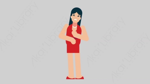 AE模板-WOMAN DINNER DRESS 65 Stomach Pain商业女性晚礼服晚宴宴会肚子痛胃痛扁平人物商务角色
