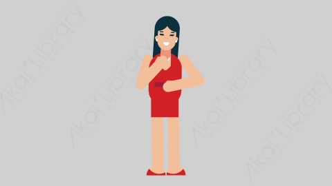 AE模板-WOMAN DINNER DRESS 72 Tie商业女性晚礼服晚宴宴会整理领带扁平人物商务角色
