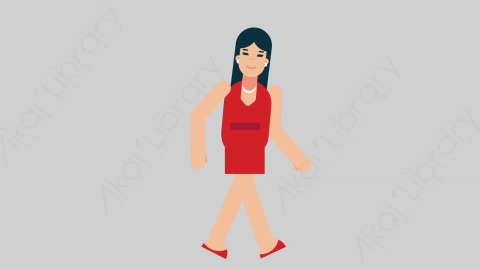 AE模板-WOMAN DINNER DRESS 77 Walking Cycle商业女性晚礼服晚宴宴会一直步行扁平人物商务角色