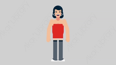 AE模板-WOMAN SEXY DRESS 01 Basic女性性感连衣裙裙子基本动作扁平人物日常角色