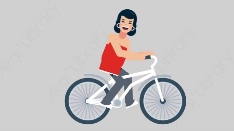 AE模板-WOMAN SEXY DRESS 04 Bicycle女性性感连衣裙裙子骑自行车扁平人物日常角色