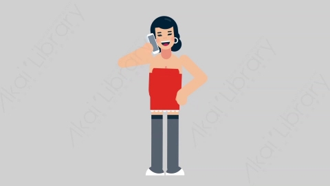 AE模板-WOMAN SEXY DRESS 05 Call女性性感连衣裙裙子打电话扁平人物日常角色