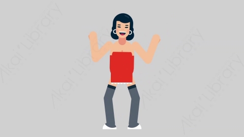 AE模板-WOMAN SEXY DRESS 09 Dance 1女性性感连衣裙裙子跳舞舞蹈扁平人物日常角色