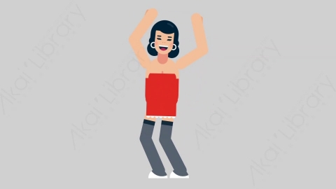 AE模板-WOMAN SEXY DRESS 10 Dance 2女性性感连衣裙裙子跳舞舞蹈扁平人物日常角色