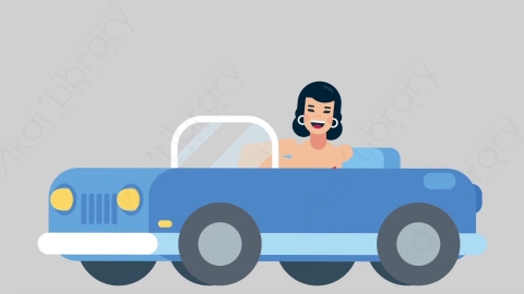 AE模板-WOMAN SEXY DRESS 12 Driving女性性感连衣裙裙子开车驾驶扁平人物日常角色