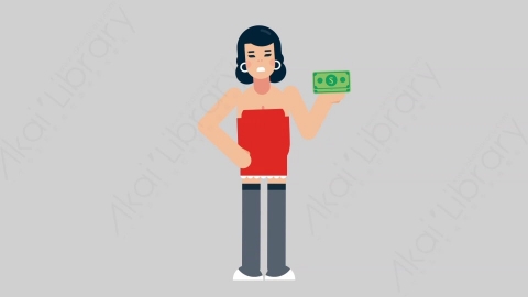 AE模板-WOMAN SEXY DRESS 17 Losing Money女性性感连衣裙裙子赔钱亏损扁平人物日常角色