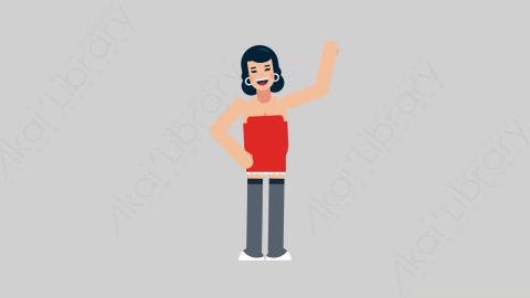 AE模板-WOMAN SEXY DRESS 24 Hello女性性感连衣裙裙子打招呼扁平人物日常角色