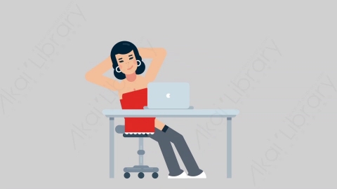 AE模板-WOMAN SEXY DRESS 31 Typing on PC 2女性性感连衣裙裙子在电脑上打字扁平人物日常角色