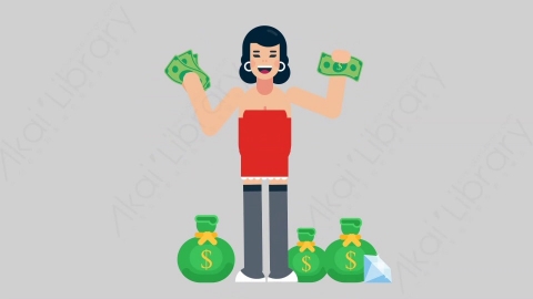 AE模板-WOMAN SEXY DRESS 34 Money女性性感连衣裙裙子财产财富钱扁平人物日常角色