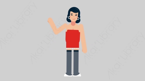 AE模板-WOMAN SEXY DRESS 40 Pointing 3女性性感连衣裙裙子指向指点扁平人物日常角色