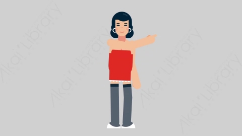 AE模板-WOMAN SEXY DRESS 44 Pushing Buttons女性性感连衣裙裙子按钮按键扁平人物日常角色