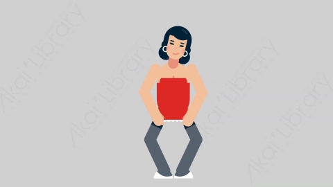 AE模板-WOMAN SEXY DRESS 60 Standing女性性感连衣裙裙子站立扁平人物日常角色