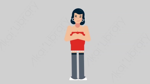 AE模板-WOMAN SEXY DRESS 61 Standing 2女性性感连衣裙裙子站立扁平人物日常角色