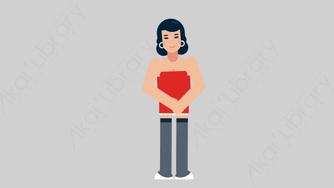AE模板-WOMAN SEXY DRESS 62 Standing 3女性性感连衣裙裙子站立扁平人物日常角色