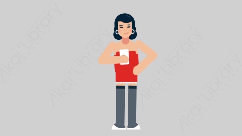 AE模板-WOMAN SEXY DRESS 63 Standing w Phone女性性感连衣裙裙子手持电话扁平人物日常角色
