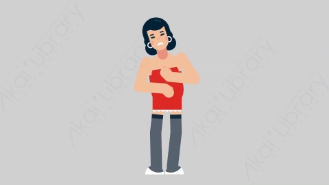 AE模板-WOMAN SEXY DRESS 65 Stomach Pain女性性感连衣裙裙子肚子痛胃痛扁平人物日常角色