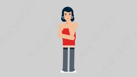 AE模板-WOMAN SEXY DRESS 71 Thinking 2女性性感连衣裙裙子思考考虑扁平人物日常角色