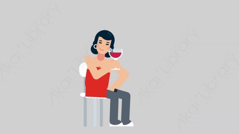 AE模板-WOMAN SEXY DRESS 80 Wine Toast女性性感连衣裙裙子喝红酒扁平人物日常角色