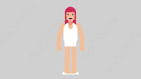 AE模板-WOMAN SIMPLE DRESS 01 Basic女性简约朴素连衣裙裙子基本动作扁平人物日常角色
