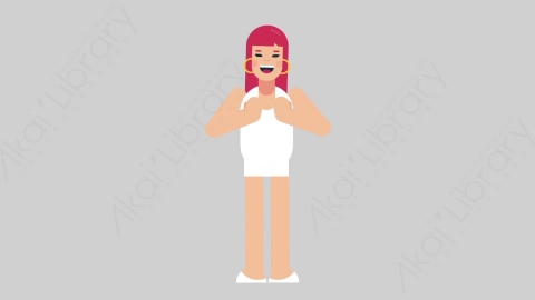 AE模板-WOMAN SIMPLE DRESS 02 Applause女性简约朴素连衣裙裙子掌声欢呼扁平人物日常角色