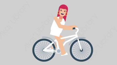 AE模板-WOMAN SIMPLE DRESS 04 Bicycle女性简约朴素连衣裙裙子骑自行车扁平人物日常角色