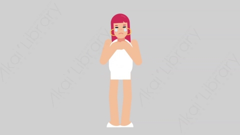 AE模板-WOMAN SIMPLE DRESS 08 Crying女性简约朴素连衣裙裙子悲伤哭泣扁平人物日常角色