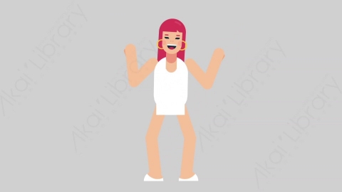 AE模板-WOMAN SIMPLE DRESS 09 Dance 1女性简约朴素连衣裙裙子跳舞舞蹈扁平人物日常角色