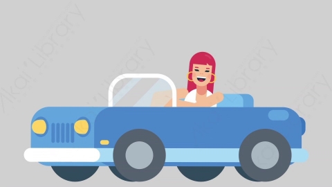 AE模板-WOMAN SIMPLE DRESS 12 Driving女性简约朴素连衣裙裙子开车驾驶扁平人物日常角色