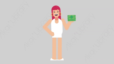 AE模板-WOMAN SIMPLE DRESS 16 Gain Money女性简约朴素连衣裙裙子赚钱扁平人物日常角色
